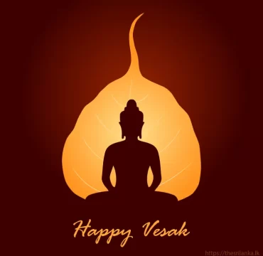 Happy Vesak Buddha and sacred fig leaf