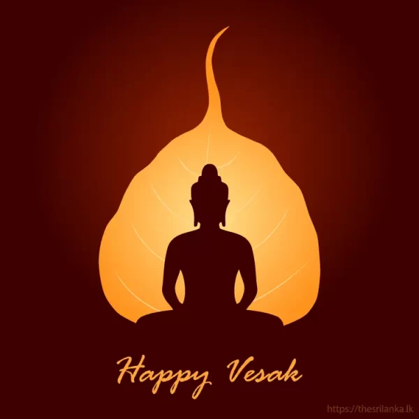 Happy Vesak Buddha and sacred fig leaf