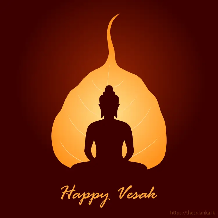 Happy Vesak Buddha and sacred fig leaf