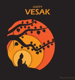 Happy Vesak bodhi tree silhouette