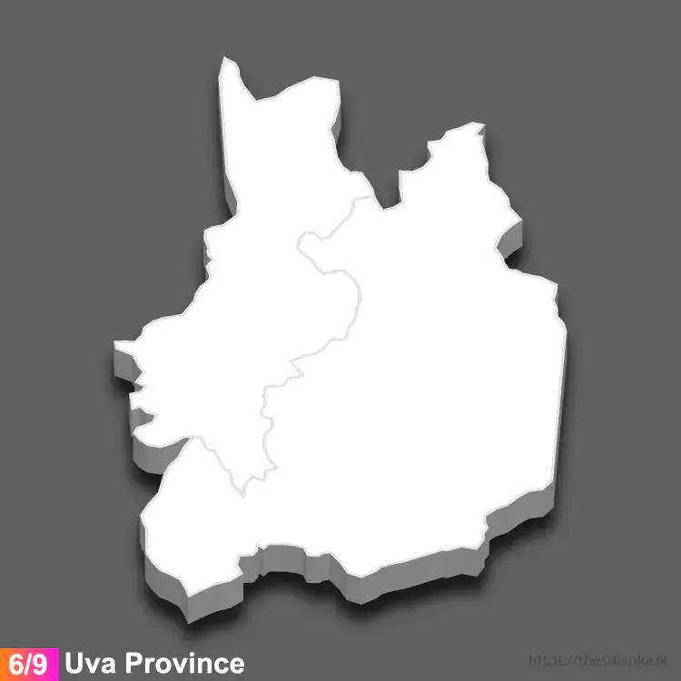 Uva province 3D map (Free vector) - The Sri Lanka